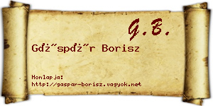 Gáspár Borisz névjegykártya